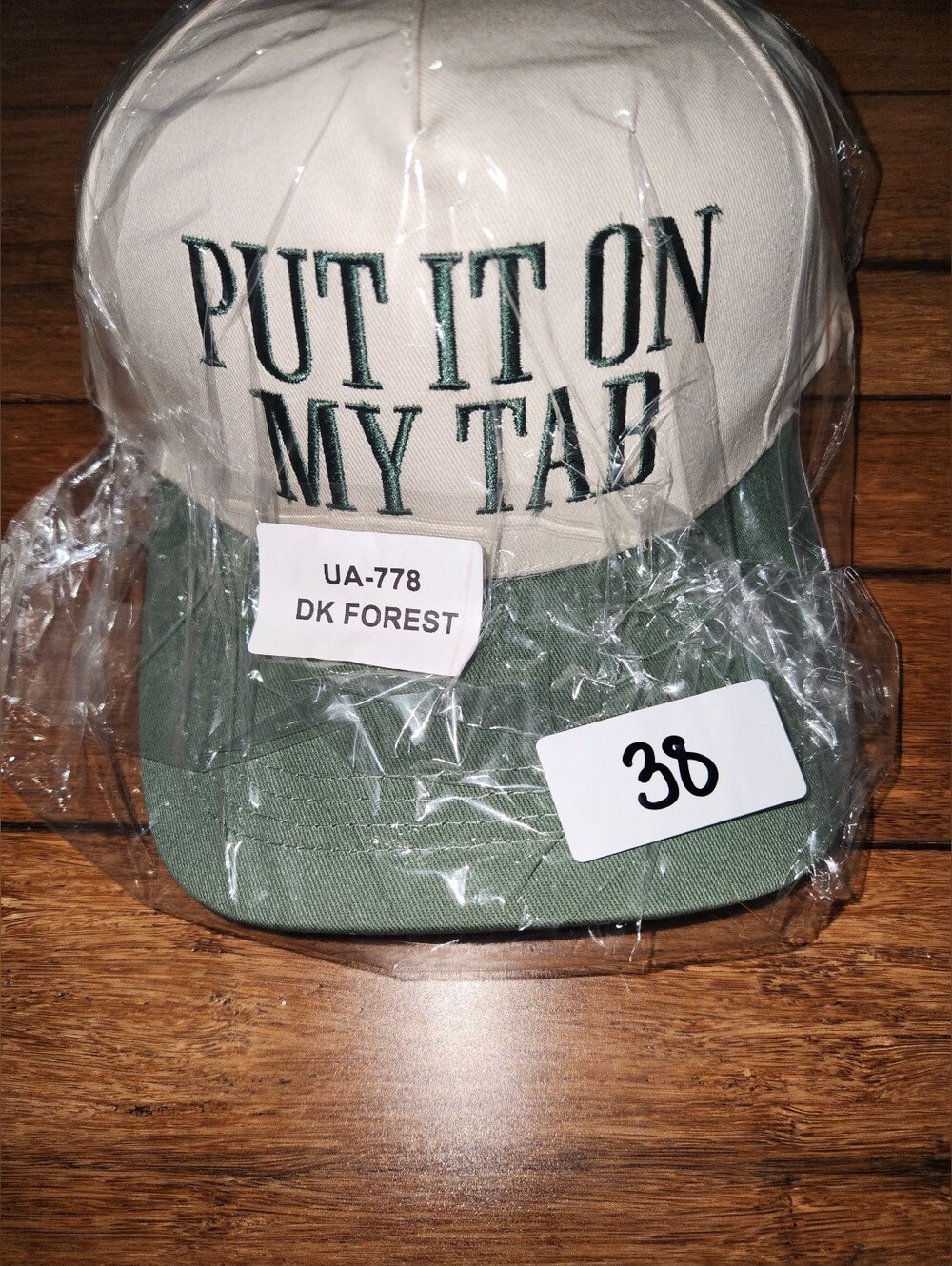 Put It On My Tab Two-Tone Baseball Cap - Green & Cream